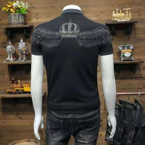 Half sleeve 2021 new mens hot drill lapel short sleeve handsome tide T-shirt Polo shirt men
