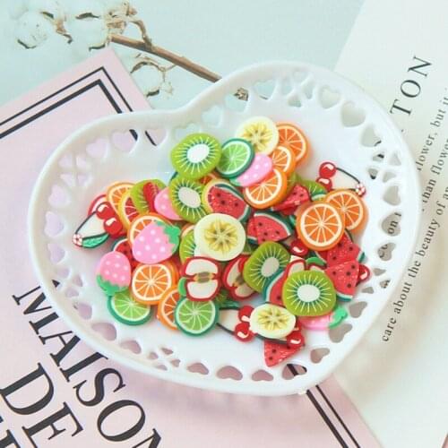 Soft Pottery Fruit Slices Slime Accessories DIY Craft Strawberry Lemon Fruits Decoration Addition For Slime Filler Materials
