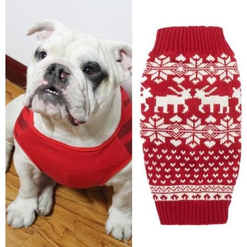 Pet Clothes Snowflake Deer Pattern All-match Good Elasticity Knitted Pets Dog Sweater Outfit Skin-friendly Two-leg Sweatshirt
