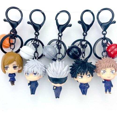 Wholesale 5 Pcs Anime Jujutsu Kaisen Key Chain Animes Peripheral Ornaments Doll Keys Ring Cute Bag Pendant for Men Women Gifts