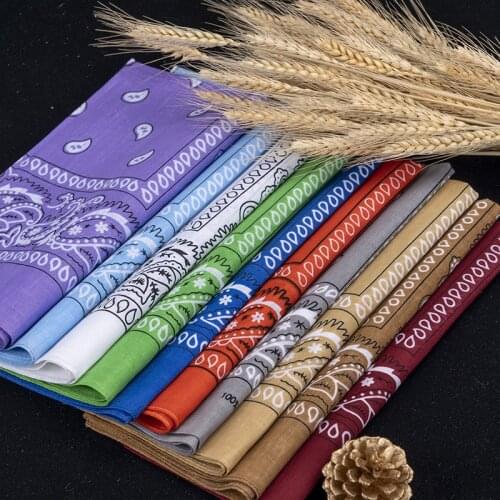 In Stock Cheap Wholesale Multi Colors Headwear Scarf Paisley Polyester Cotton Square Custom Logo Printed Bandana Handkerchief