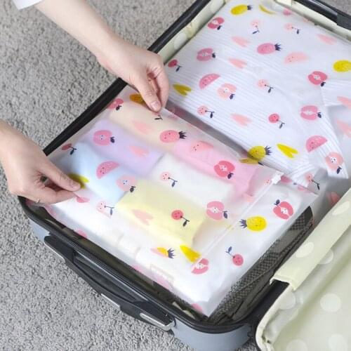 Travel Transparent Clothes Storage Bags Vacuum Bags For Shoes Makeup Underwear Zipper Lock Self Seal Portable Organizer Pouch