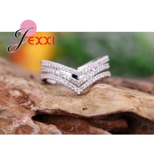 Clear Micro Cubic Zirconia Geometric 925 Sterling Silver Rings For Woman Wedding Engagement Jewelry Accessories