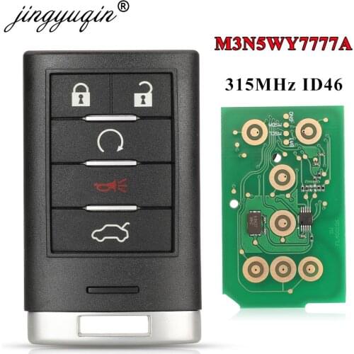 Jingyuqin 315MHz ID46 M3N5WY7777A Keyless Smart 5 Button Remote Key Fob for Cadillac CTS 2008-2015 STS 2008-2011 SLS