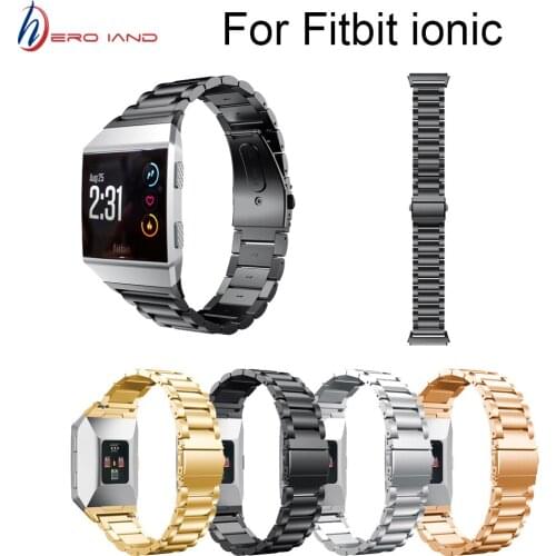 Watch Strap For Fitbit Ionic Bands Classic Stainless Steel Metal Replacement Strap With Metal Clasp Buckle Smart Watch Band