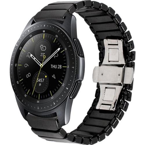22mm Smooth Ceramic Strap for Garmin Vivoactive 4 Venu 2 Band for Samsung Galaxy Watch 3 45mm 46mm Belt Black/White Bracelet