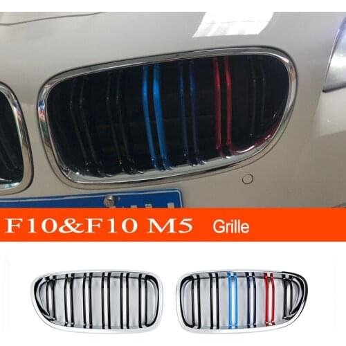 F10 M5-style ABS Chrome Gloss 3-color Front Bumper Hood Racing Grill Grille for BMW 5 Series F10&F10 M5 F11&F11 M5