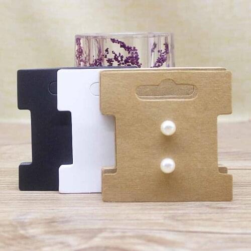 Earring Paper card 50pcs DIY 7x7cm black /Kraft /white blank color Card Jewelry Gifts earring/rope/ hair clip package card tag