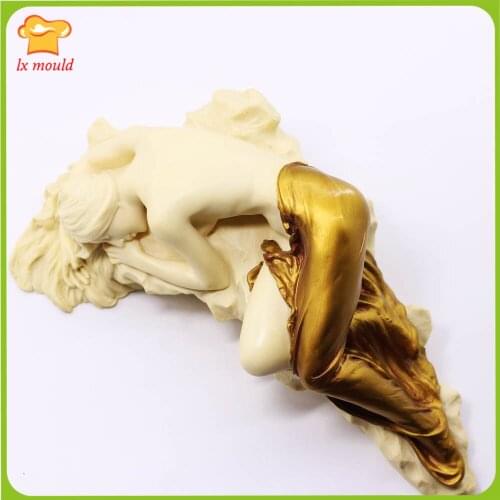 LXYY MOULD Female Sculpture Side lying sleeping position Candle Soap Silicone Mold plaster concrete handmade tools