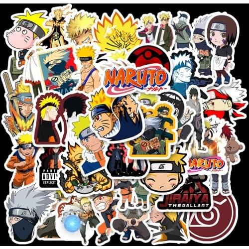Stickers 50 Pcs /set Naruto Sasuke Kakashi Waterproof Moveable Sticker Anime Naruto Cool Luggage Notebook Stickers Gift for Kids