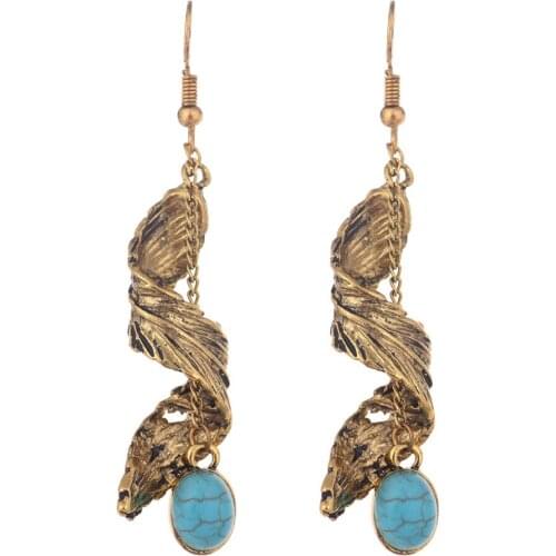 Lureme Vintage Style Alloy Twisted Leaves with Green Stone Hook Dangle Earrings for Women Jewelry (er005262)