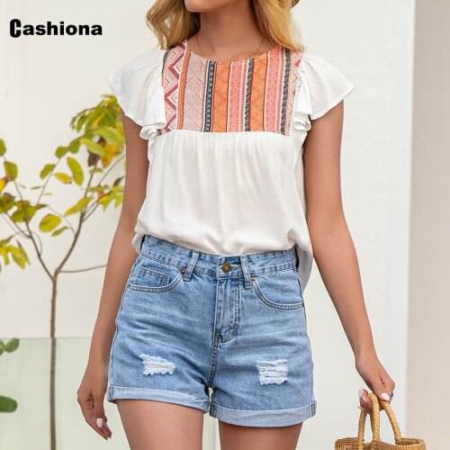 Batwing Sleeve Women Elegant Leisure Casual T-shirt Model Boho Retro Print O-neck Loose Womens Top 2021 Summer Tees shirt Femme