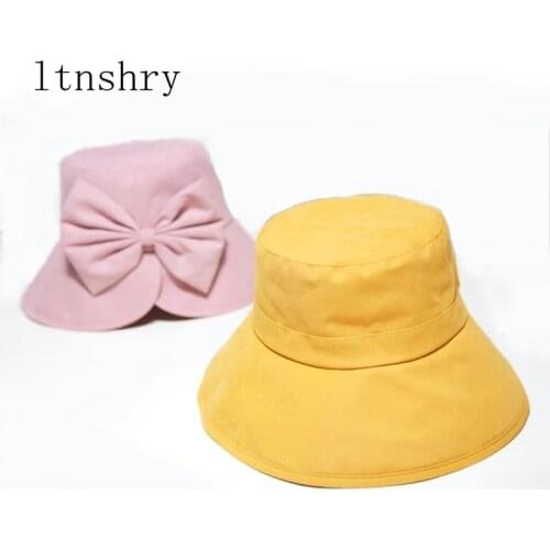 2019 New Women Butterfly Sweet Bucket cap Fisherman Hat Leisure Simple Solid Womens High Quality Ladies All-match Korean Style