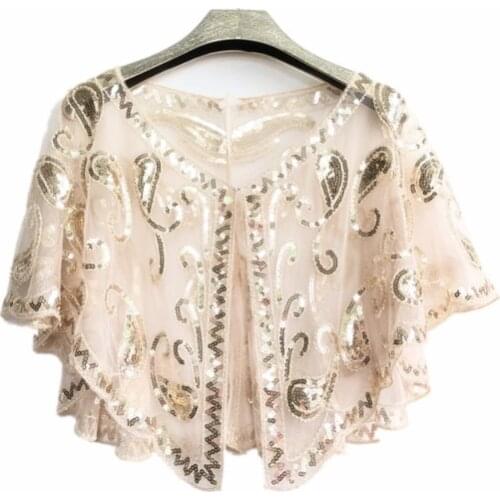 2021summer new womens stage show sequins fashion wild wedding shawl embroidery flowers with dress shawl short female