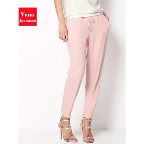 Vana Javeasen Drawstring pencil Pants Women Streetwear Office Ladies Trousers Pocket Design Pantalon Femme Trousers Women Pants
