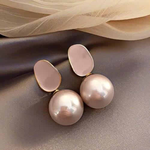 Fashion Korean Enamel Pearl Earrings For Women Designer Boho Elegant Gold Drop Earring Trendy Jewelry Accessories New Arrival