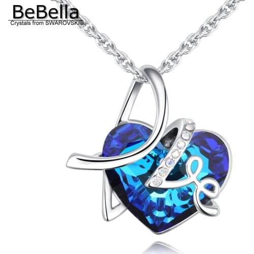 BeBella heart shape crystal drop pendant necklace with Crystals from Swarovski trendy fashion for women girl Wedding gift