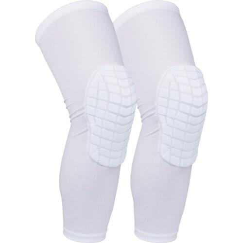 1 Pair White Knee Pad Sleeve Long Leg Sleeves Braces Protector for Riding and All Sports Outdoor Free Shipping