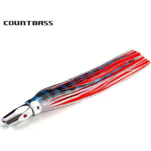1pc Bullet Head Trolling Lure 7.3oz Game Fishing Diamond Jet Head with Squid Skirt, Tuna Wahoo Marline Sailfish Kinfish Lures