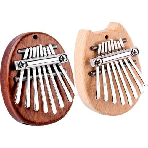 2 Packs Kalimba 8 Keys Thumb Pianos Mini Kalimba Portable Wood Finger Thumb Piano Pendant Musical Instrument Gift