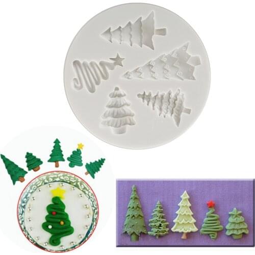 2018 Christmas Tree Chocolate Silicone Mold Fondant Cake Candy Molds Cookies Pastry Biscuits Mould Baking Cake Decoration Tools