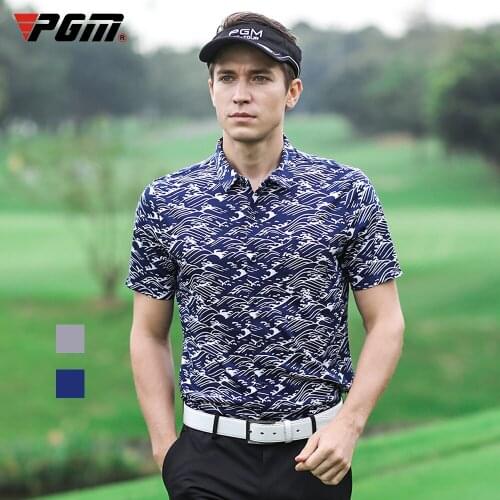 2020 PGM New golf clothing summer mens short-sleeved t-shirt casual printed cotton breathable tops Quick Dry mens Golf shirt