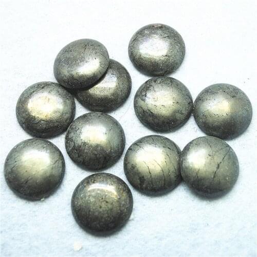 10PCS Nature Pyrite Stone Cabochons Round Shape 16MM 20MM Loose Beads Cabs DIY Jewelry Accessories Craft Items Unique Findings