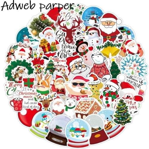 50 Pcs/bag Merry Christmas Night Decoration Paper Sticker DIY Diary Scrapbooking Seal Sticker Kawaii Stationery