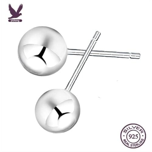 925 Sterling Silver New Arrival Simple Ball Round Design Ladies Stud Earrings Women Wholesale Female Jewelry Gift Drop Shipping