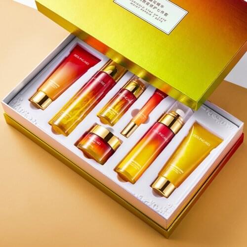 Anti Aging Skin Care Set Brighten Repair Face Mask Toner Lotion Eye Cream Facial Cleanser Calendula Essence Beauty Moisturizing