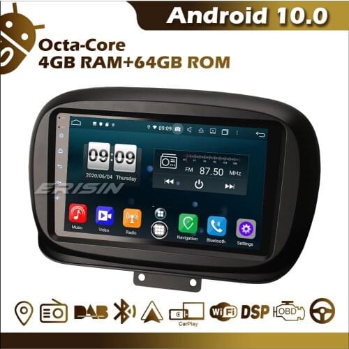 ES8750F Autoradio 8-Core Android 10.0 Car Stereo 9" GPS CarPlay 4G WiFi DSP DAB FM Bluetooth OBD DVR USB for Fiat 500X 2014-2019