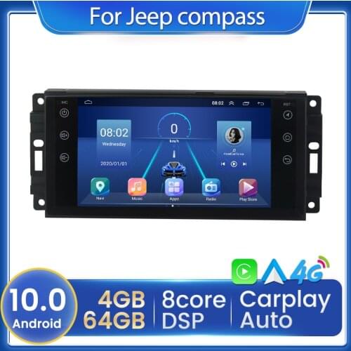 Android 10 Car Radio Multimedia Video Player For Jeep Cherokee Compass Commander Wrangler 300C Dodge Caliber Liberty 2008 - 2011