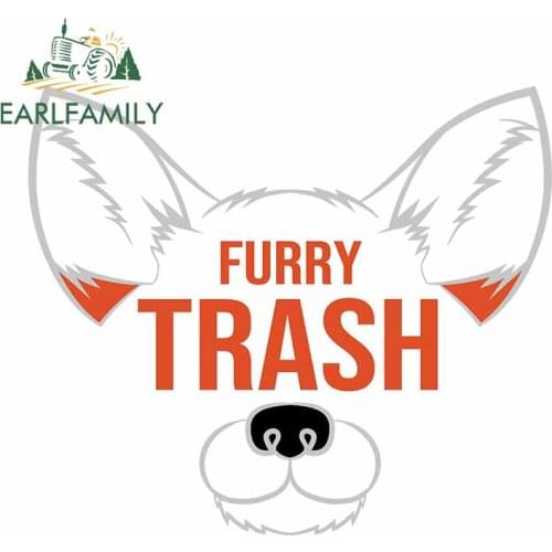 EARLFAMILY 13cm x 11.4cm For Furry Trash Head Fox Car Stickers Car Accessories Decal Vinyl Material Anime Occlusion Scratch
