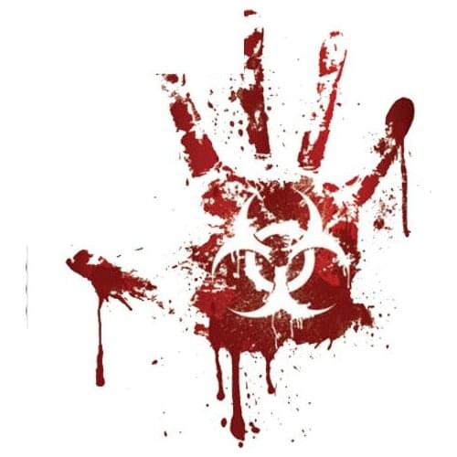 Personality Bloody Handprint Biohazard Zombie Car Stickers Accessories Motorcycle Cover Scratches Waterproof PVC 15cm *12cm