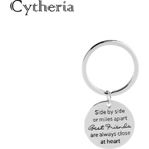 Back school key chains BFF keyring side by side or miles apart best friends are always close at heart key ring graduation gift