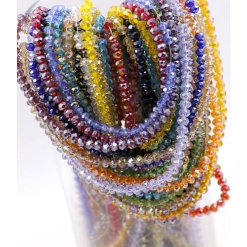 AB Plating Crystal Glass Beads 130PCS/LOT 3mm Rondelle Beads Diy Beads Mix European Charm Felt Ball Fit Women Jewelry Making
