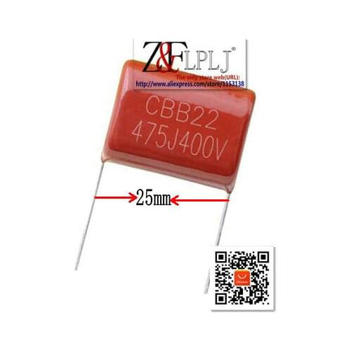CBB22 475J 400V CBB22 capacitor 4.7uF 400V 4.7UF Foot pitch 25mm 50pcs/LOT