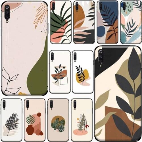 Art Retro Abstract Geometry leaves Phone Case For Xiaomi Mi A1 A2 5 6 6PLUS 8 9 SE Lite MIX 2 2S MAX 2 3 Pocophone F1