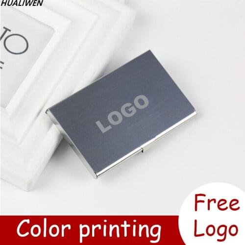 Laser Engraved LOGO Creative Business Card Case Stainless Steel Metal Lid Credit Card Business Card Holder Card Metal Wallet