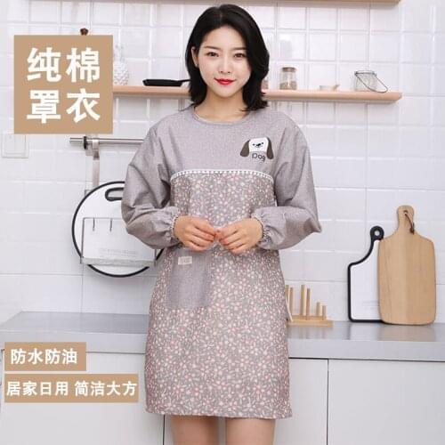 Apron cute Japanese smock home cotton Korean version of the kitchen fashion ladies waterproof oil-proof cotton and linen