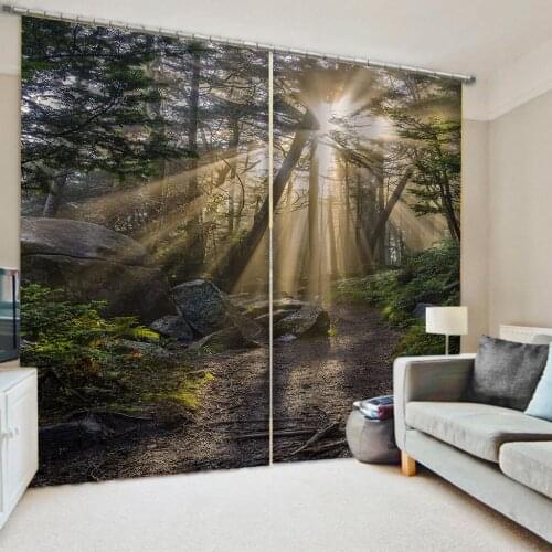 Luxury Blackout 3D Window Curtains For Living Room Bedroom sunshine forest curtains 3d stereoscopic curtains