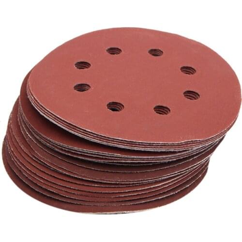 HLZS-25Pcs 5inch 8 Hole Grit 600# 1000# 1200# 1500# 2000# Sander Sanding Disc Sandpaper