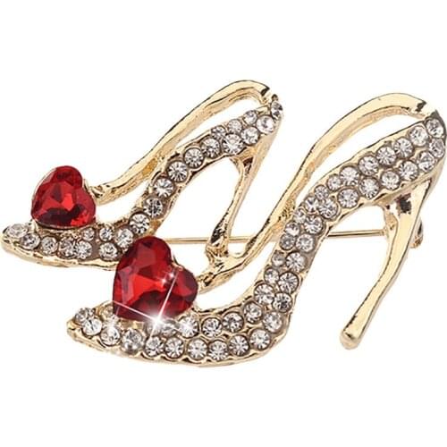 Crystal Rhinetone High Heel Shoes Brooches Corsage Brooch Pin For Women 3