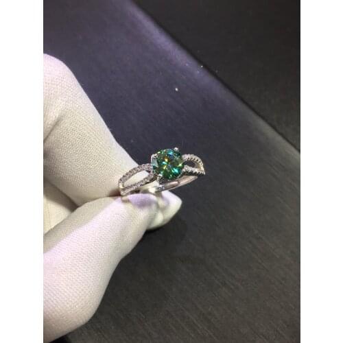 Inbeaut 925 Sterling Silver 1 ct D Color Pass Diamond Test VVS1 Moissanite Split Ring Excellent Cut 6.5mm Round Moissanite Rings