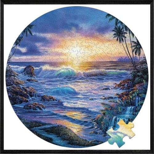 Round Puzzle 500 Pieces Wooden Adult Puzzle High Difficulty Puzzle Toy Educational Gift Decoration Painting