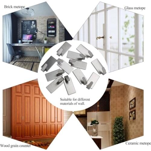 Adhesive Stainless Steel Towel Hooks Family Robe Hanging Hooks Hats Bag Key Wall Hanger Hook Bathroom Towels Hanger