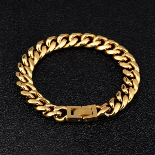 DNSCHIC 10mm Cuban Bracelet Stainless Steel Miami Cuban Chain for Men Women Rapper Top Quality Hip Hop Jewelry Street Fashion