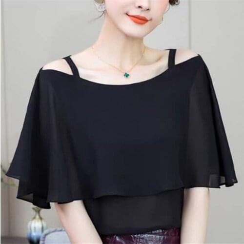 Summer Solid Chiffon Tops Ladies Blouse Office Lady Womens Clothing New Fashion Ruffles Casual Female Shirt Plus Size M-7XL 8XL