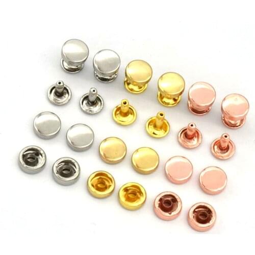 50pcs Double Hat Rivet Metal Stud Round Quick Rivet Wallet Backpack Jeans Belt Leather Craft DIY Sewing Accessories 10mm