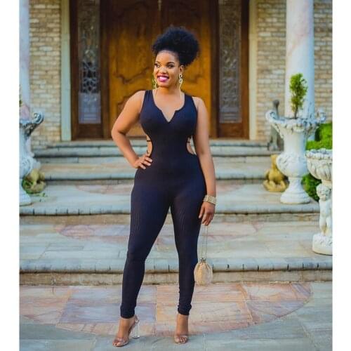 2021 Fashion Hot Style Womens Summer Sexy Halter Solid Color Pit Strip Casual Jumpsuit Commuter